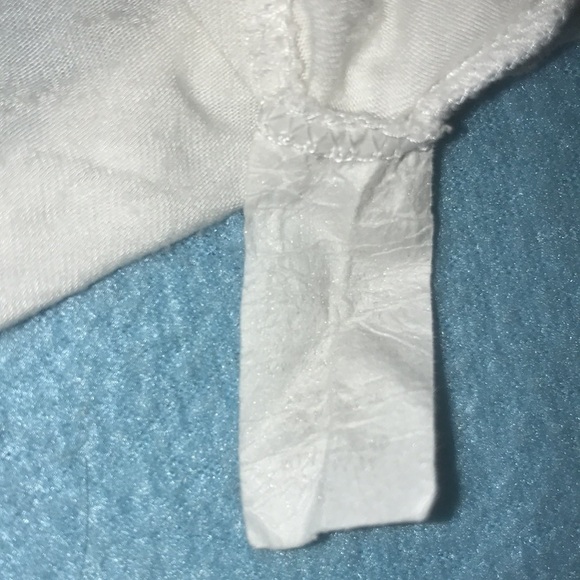 ARAN’S DEN hand peace sign ”flawless” sparkling crop top white semi sheer size L - Picture 7 of 11